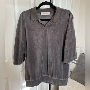 Fear of God Essentials Velour Polo Shirt Size Small NWT